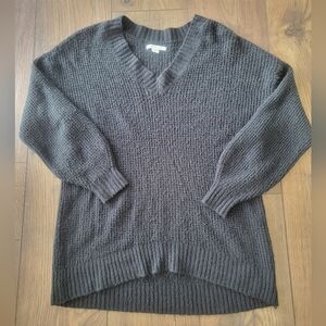 American Eagle Black V Neck Oversized Ribbed Sweater, Size XS